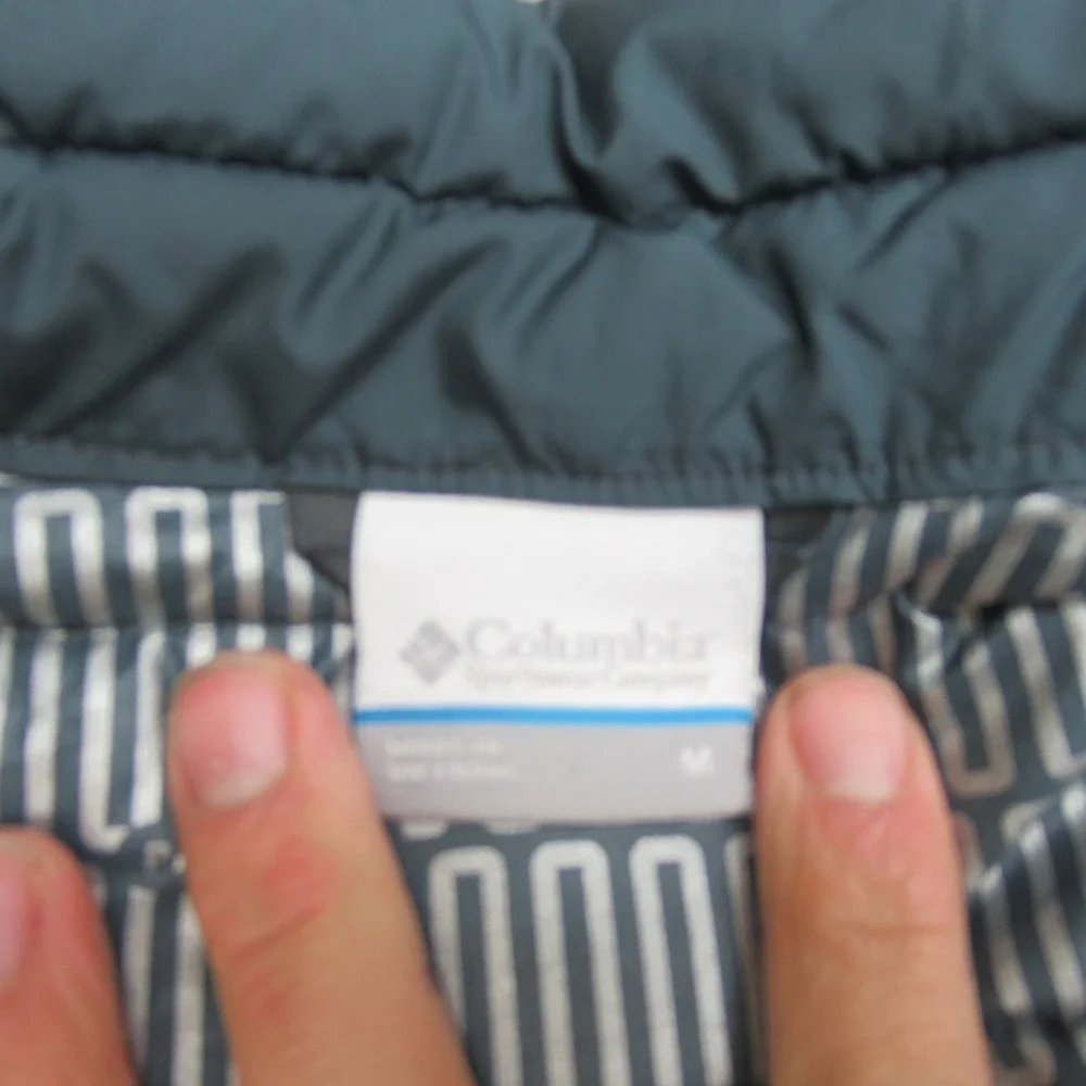 Columbia Jacket Men Medium Blue Green Insulated Quilt Light FullZip Puff Thermal
